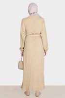 Tesettür giyim KAHVE ALVİNA WAFFLE EFEKTLİ ELBİSE T 42719