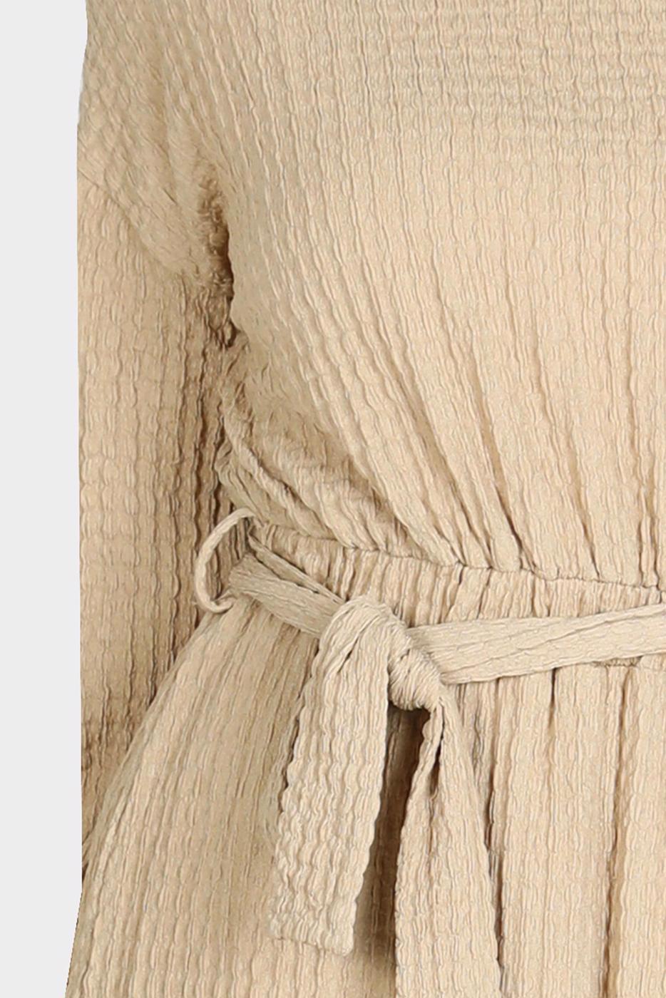 Tesettür giyim KAHVE ALVİNA WAFFLE EFEKTLİ ELBİSE T 42719