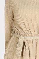 Tesettür giyim KAHVE ALVİNA WAFFLE EFEKTLİ ELBİSE T 42719