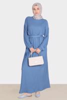 Tesettür giyim LACİVERT ALVİNA WAFFLE EFEKTLİ ELBİSE T 42719
