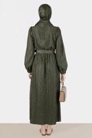 Tesettür giyim HAKİ ALVİNA DANTEL DETAYLI ELBİSE 42814