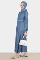 Tesettür giyim LACİVERT ALVİNA DANTEL DETAYLI ELBİSE 42814