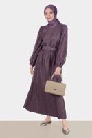 Tesettür giyim MOR ALVİNA DANTEL DETAYLI ELBİSE 42814
