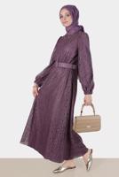 Tesettür giyim MOR ALVİNA DANTEL DETAYLI ELBİSE 42814