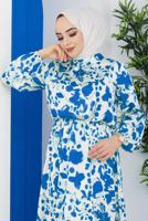 Hijab clothing BLUE PATTERNED DRESS 4287 