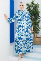 Hijab clothing BLUE PATTERNED DRESS 4287 