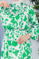 Tesettür giyim YEŞİL DESENLİ ELBİSE 4287
