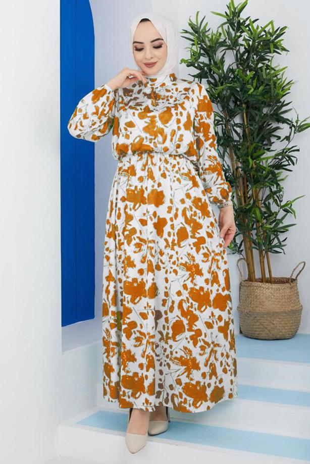 Hijab clothing  PATTERNED DRESS 4287  - TRENDTESETTÜR