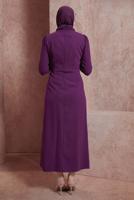 Tesettür giyim MOR ALVİNA TAŞ BASKILI TESETTÜR ELBİSE T 42886