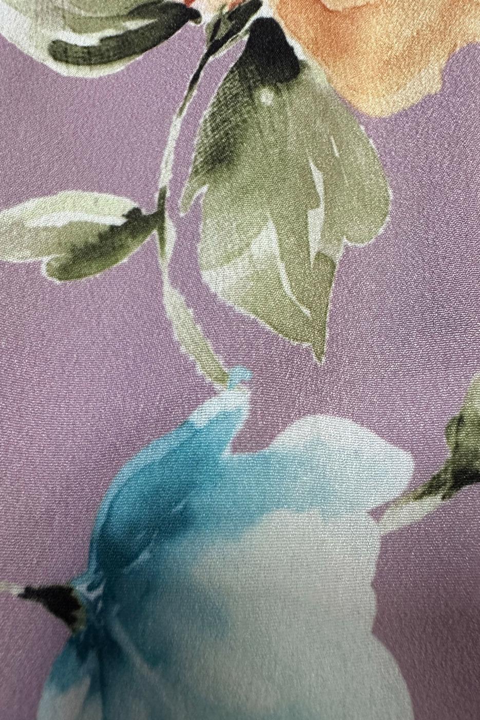 Tesettür giyim PEMBE ALVİNA DESENLİ KREP ELBİSE T 42889