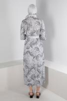 Tesettür giyim GRİ ALVİNA ÇİÇEK DESENLİ ELBİSE 42890