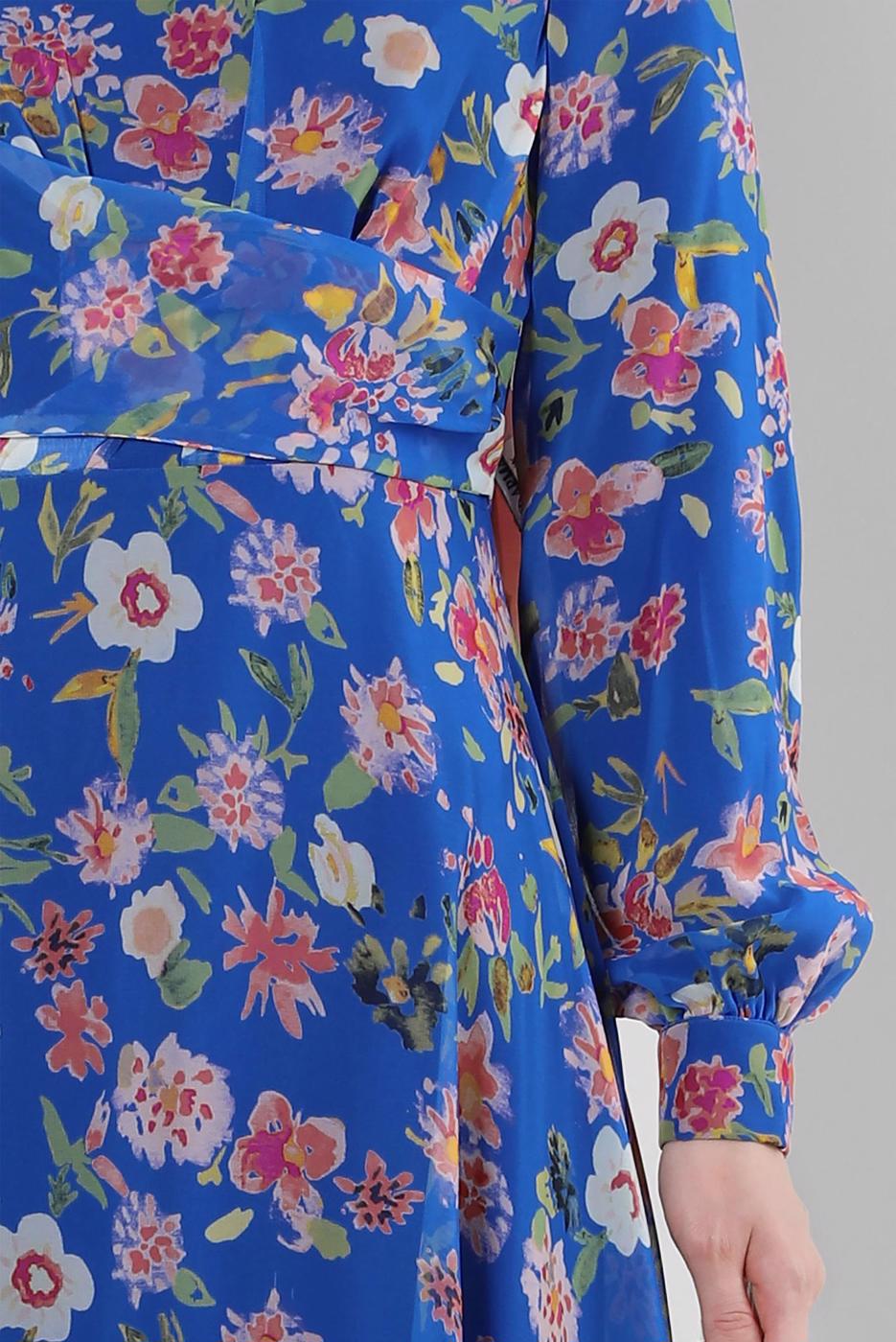 Tesettür giyim LACİVERT ALVİNA DESENLİ TESETTÜR ELBİSE T 42893