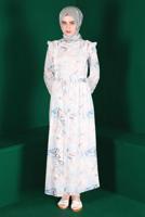 Tesettür giyim MAVİ ALVİNA DESENLİ TESETTÜR ELBİSE T 42905