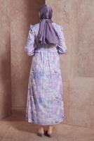 Tesettür giyim MOR ALVİNA DESENLİ TESETTÜR ELBİSE T 42905