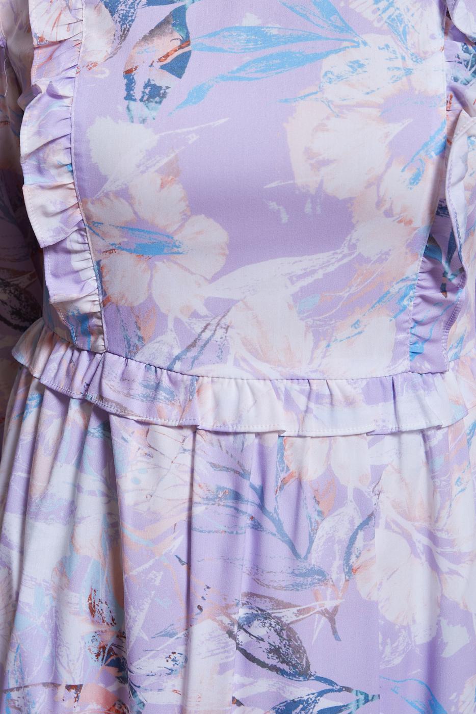 Tesettür giyim MOR ALVİNA DESENLİ TESETTÜR ELBİSE T 42905