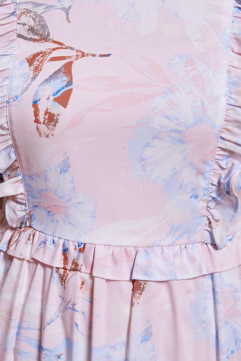 Tesettür giyim PEMBE ALVİNA DESENLİ TESETTÜR ELBİSE T 42905