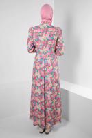 Tesettür giyim PEMBE ALVİNA ÇİÇEK DESENLİ ELBİSE 42908