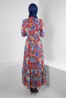 Tesettür giyim KIRMIZI ALVİNA ÇİÇEK DESENLİ ELBİSE 42913