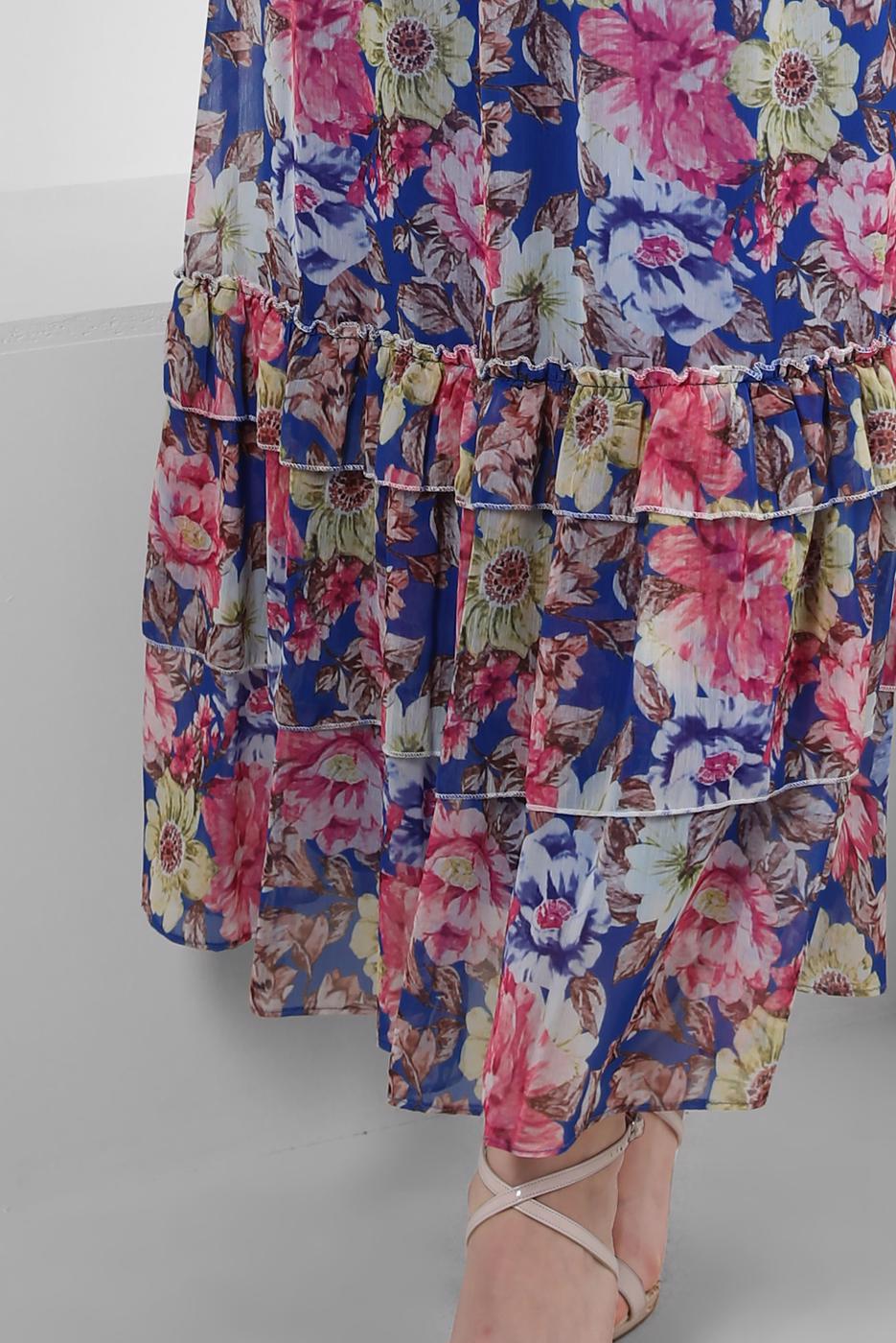 Tesettür giyim LACİVERT ALVİNA ÇİÇEK DESENLİ ELBİSE 42913