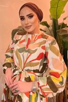 Tesettür giyim ÇOK RENKLİ DESENLİ RENKLİ ELBİSE 4337 