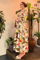 Tesettür giyim ÇOK RENKLİ DESENLİ RENKLİ ELBİSE 4337 