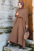 Tesettür giyim KAHVE CEKET DETAYLI TULUM T 4513