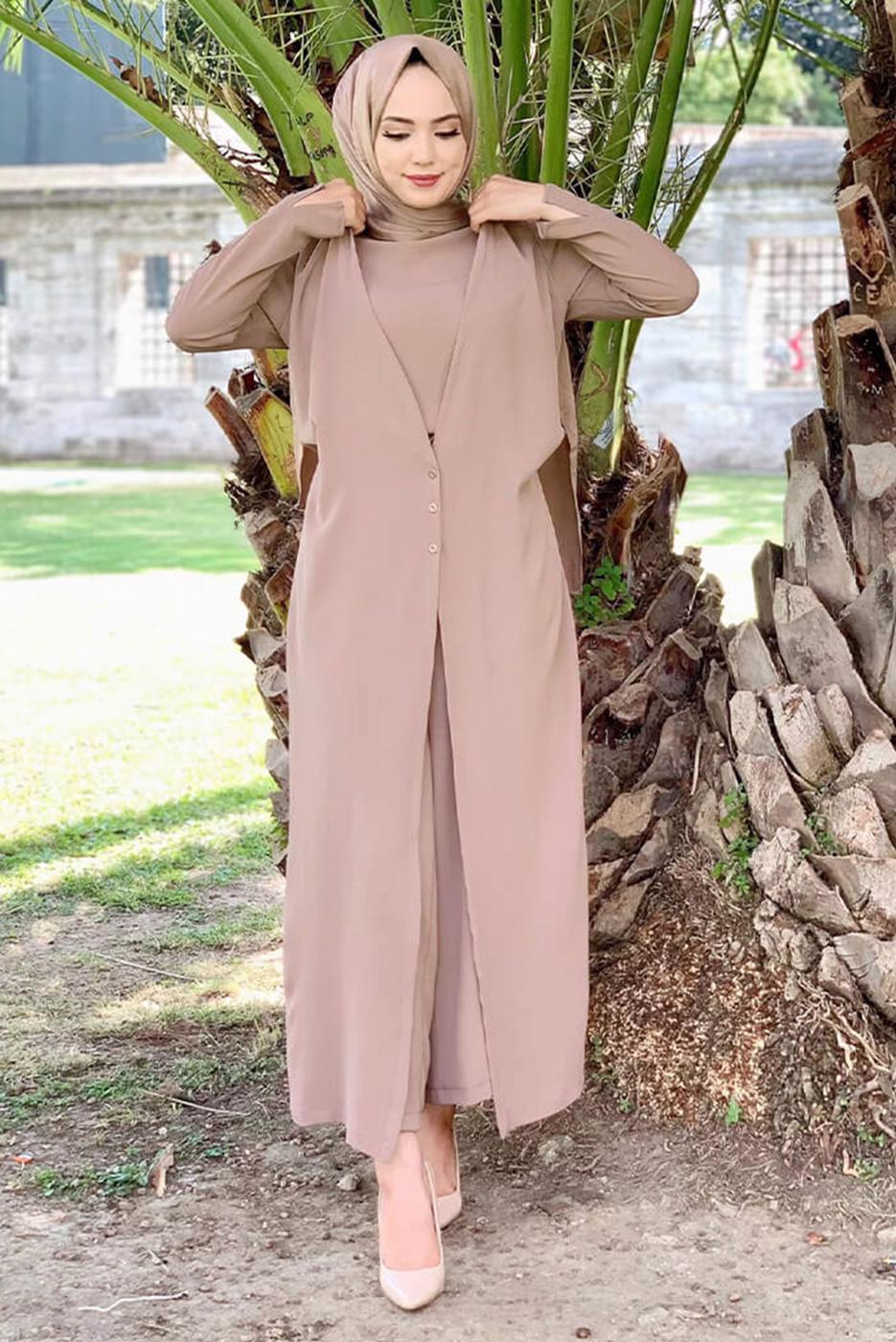 Tesettür giyim VİZON CEKET DETAYLI TULUM T 4513