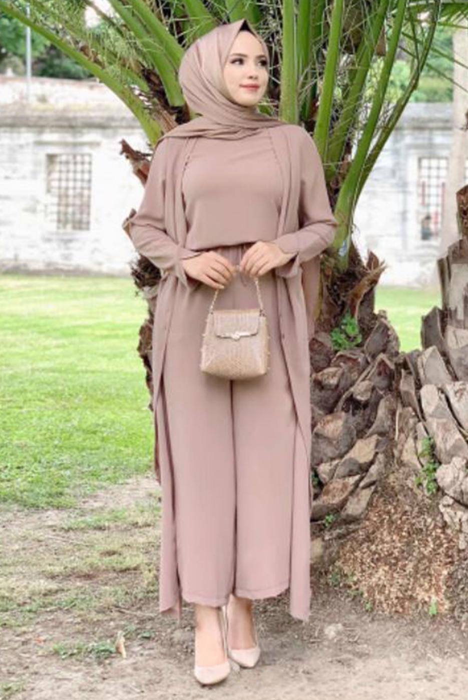 Tesettür giyim VİZON CEKET DETAYLI TULUM T 4513
