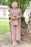 Tesettür giyim VİZON CEKET DETAYLI TULUM T 4513