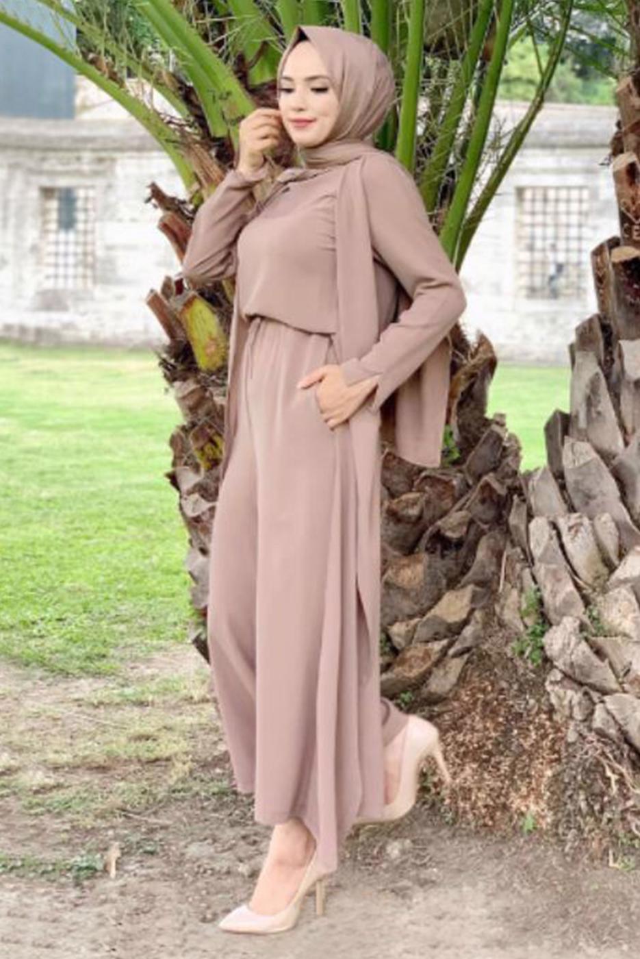 Tesettür giyim VİZON CEKET DETAYLI TULUM T 4513