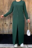 Tesettür giyim YEŞİL CEKET DETAYLI TULUM T 4513