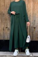 Tesettür giyim YEŞİL CEKET DETAYLI TULUM T 4513