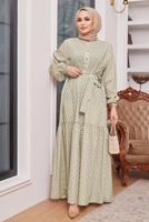 Vêtements hijab BEIGE ROBE À MOTIF CEINTURÉE 6301