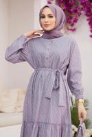 Vêtements hijab POURPRE ROBE À MOTIF CEINTURÉE 6301