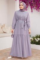 Vêtements hijab POURPRE ROBE À MOTIF CEINTURÉE 6301
