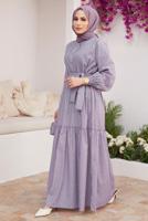 Vêtements hijab POURPRE ROBE À MOTIF CEINTURÉE 6301