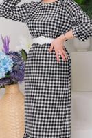 Tesettür giyim SİYAH PÖTİKARELİ KEMERLİ ELBİSE 6922 