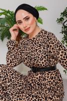 Hijab clothing TABA LEOPARD PATTERN BELTED DRESS 7922