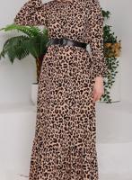 Hijab clothing TABA LEOPARD PATTERN BELTED DRESS 7922