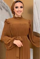 Hijab clothing TABA RUFFLE DETAIL PLEATED DRESS 8263