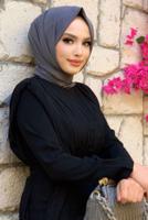 Vêtements hijab NOIR COMBINAISON CEINTURE À DÉTAIL PLISSÉ T 8943