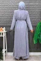Hijab clothing GREY PLEAT DETAIL BELTED JUMPSUIT T 8943