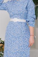 Tesettür giyim MAVİ DESENLİ KEMERLİ ELBİSE 9922 