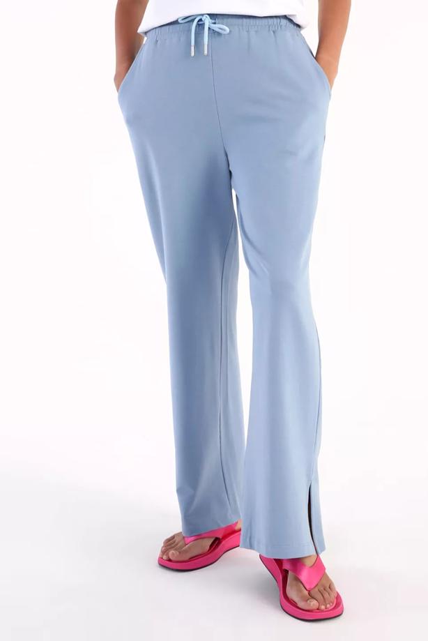 Vêtements hijab BLEU PANTALON DE SURVÊTEMENT EN COTON AVEC FENTES 31037 - TRENDTESETTÜR