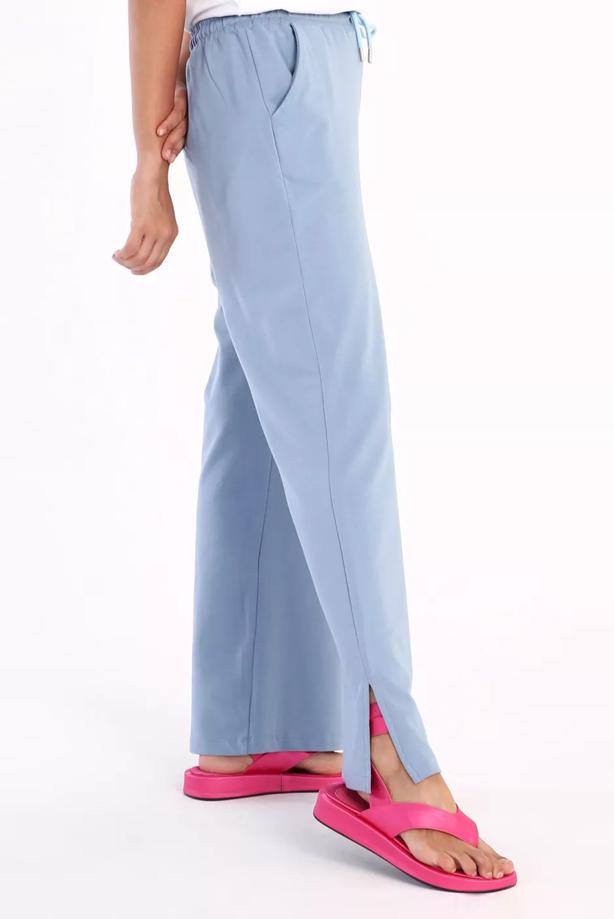 Vêtements hijab BLEU PANTALON DE SURVÊTEMENT EN COTON AVEC FENTES 31037 - TRENDTESETTÜR