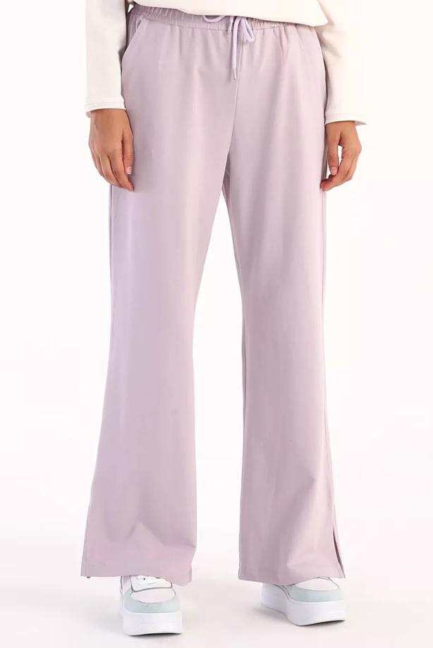 Vêtements hijab POURPRE PANTALON DE SURVÊTEMENT EN COTON AVEC FENTES 31037 - TRENDTESETTÜR