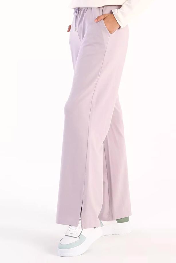 Vêtements hijab POURPRE PANTALON DE SURVÊTEMENT EN COTON AVEC FENTES 31037 - TRENDTESETTÜR