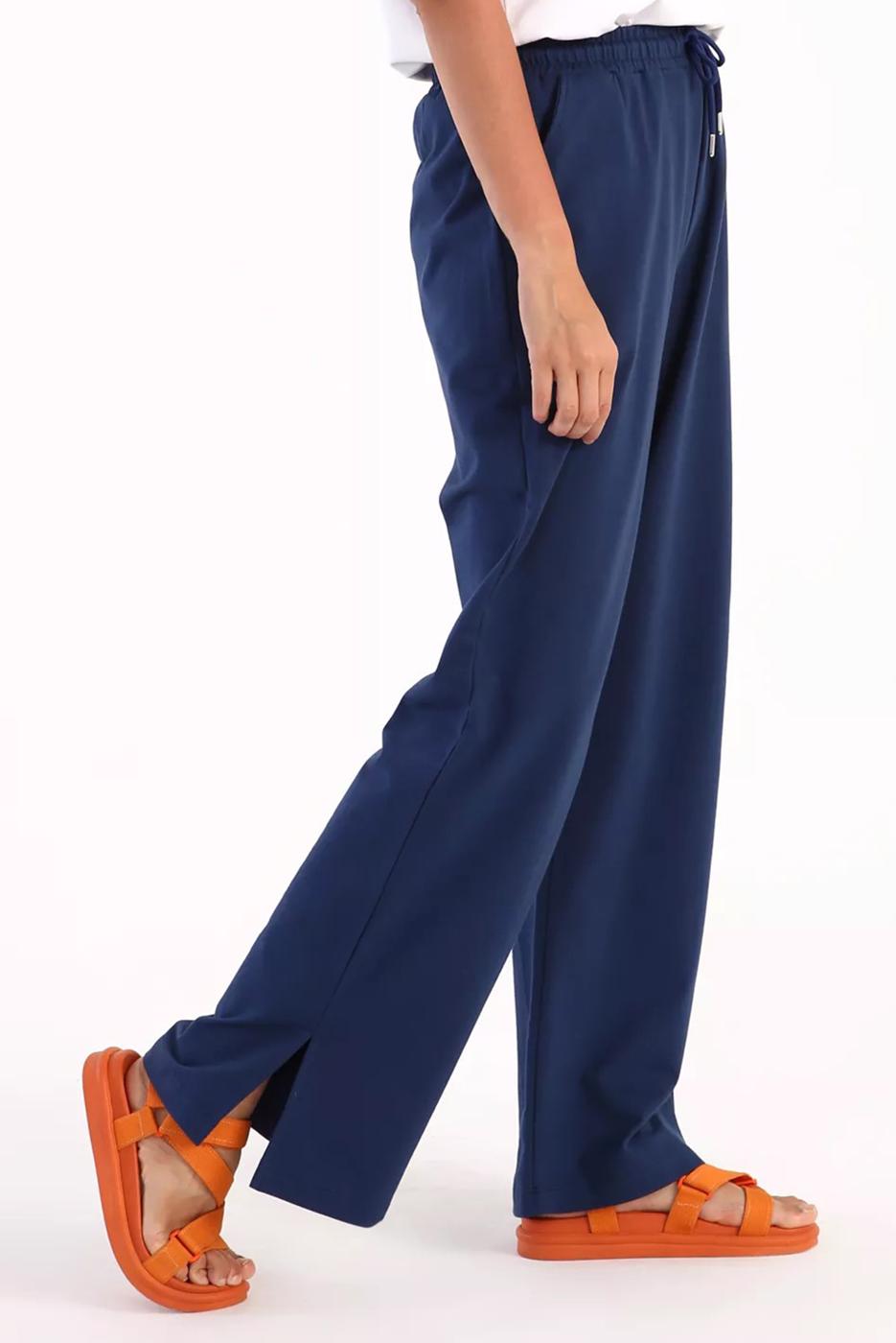 Vêtements hijab BLEU MARINE PANTALON DE SURVÊTEMENT EN COTON AVEC FENTES 31037