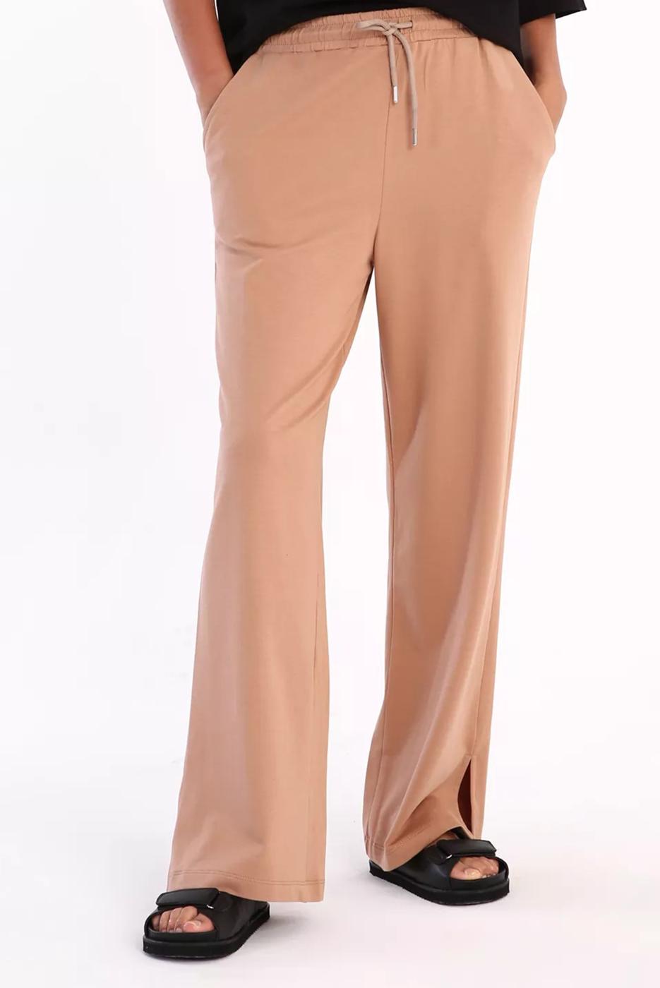 Hijab clothing BROWN SLIT DETAIL COTTON TRACKSUIT PANTS 31037 