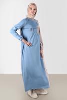 Tesettür giyim MAVİ ALVİNA İKİ RENKLİ EŞOFMAN ELBİSE T 42679